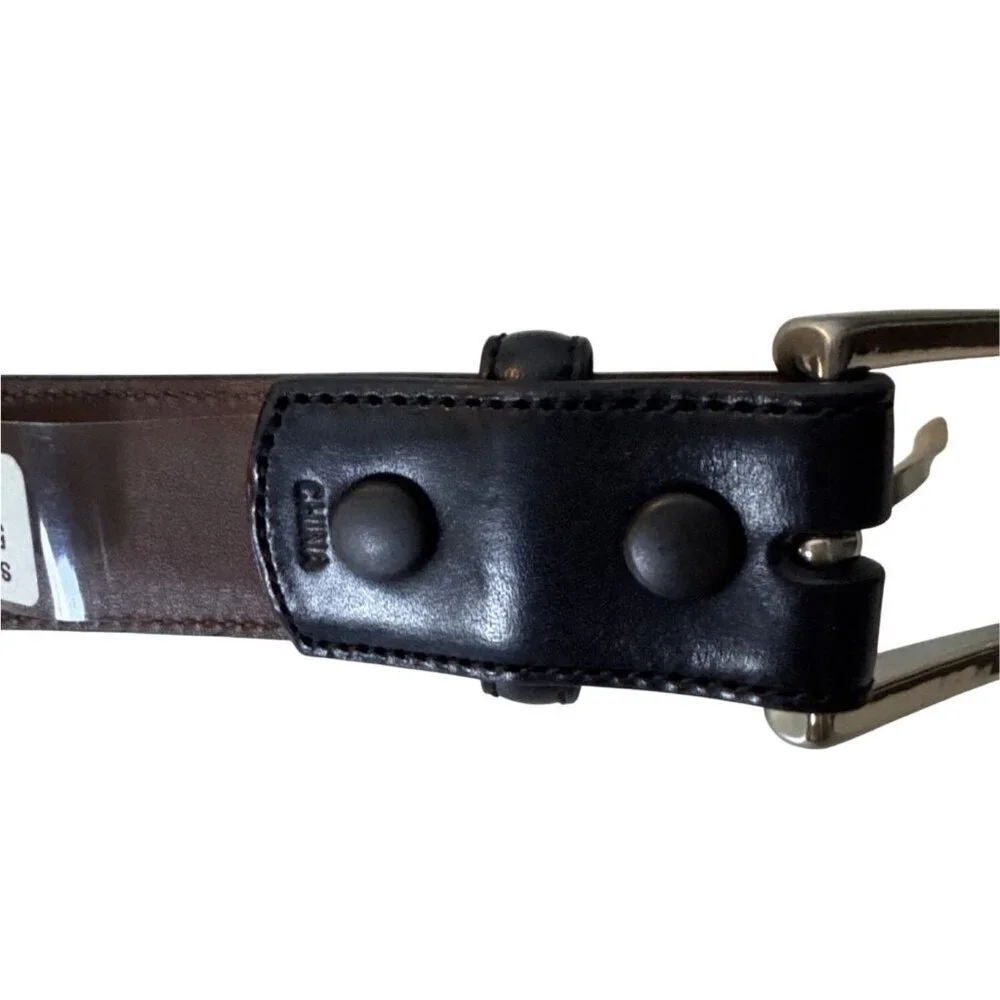 Torino Leather Co. Mens Black Leather Belt Size 42 With Silver Buckle